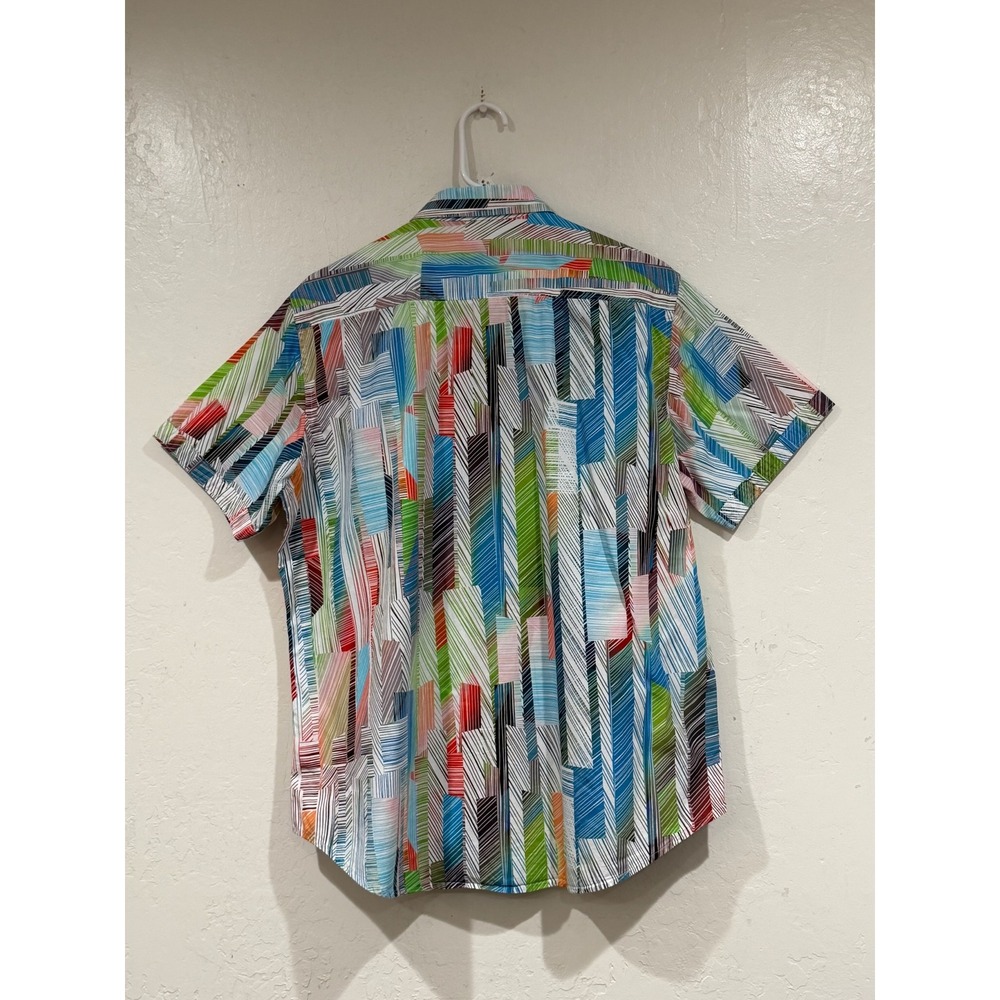 Robert Graham Mens Classic Fit Abstract Geometric Print Short Sleeve Shirt L - Picture 3 of 6
